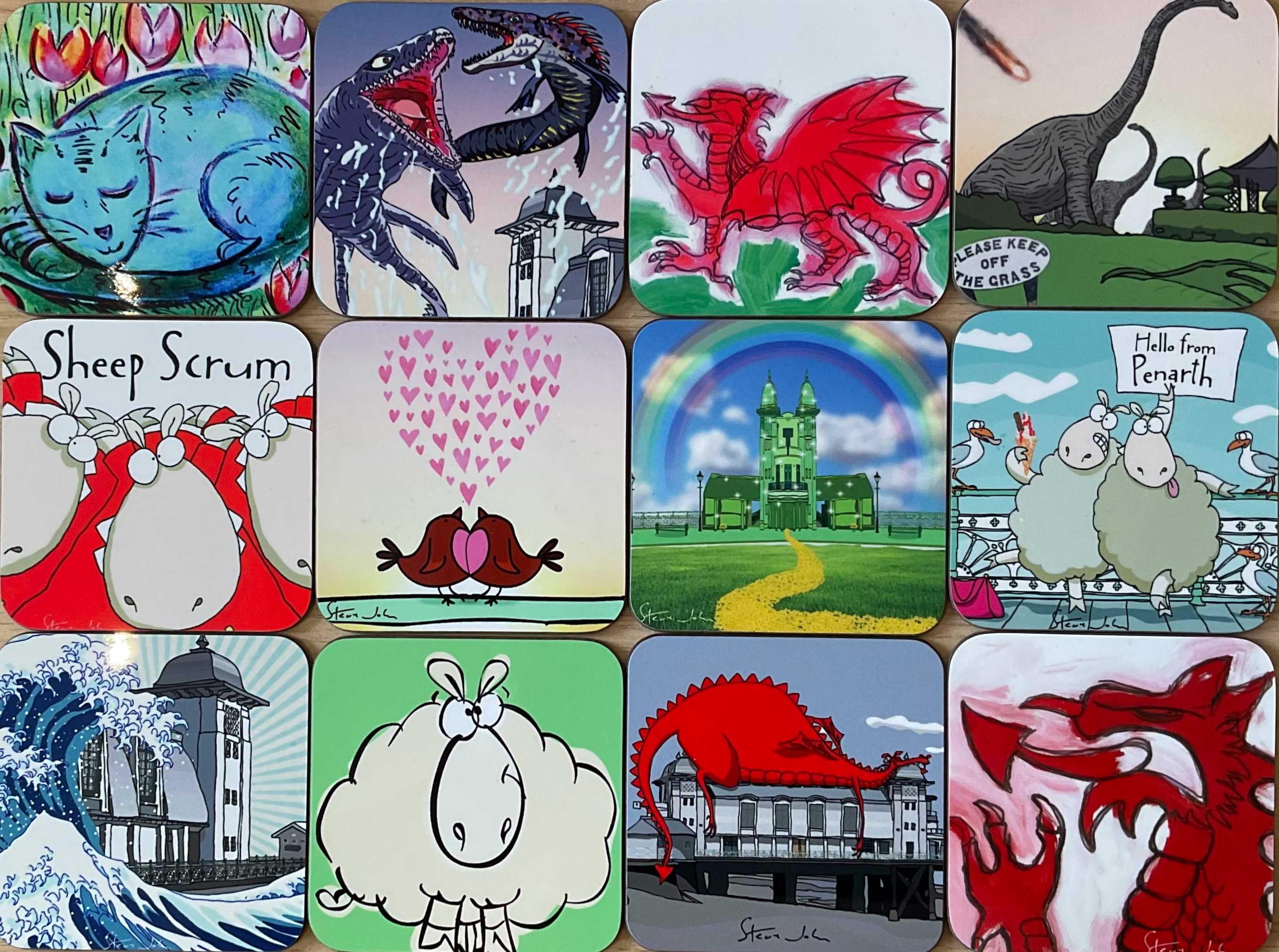 Original art coasters by Steve John